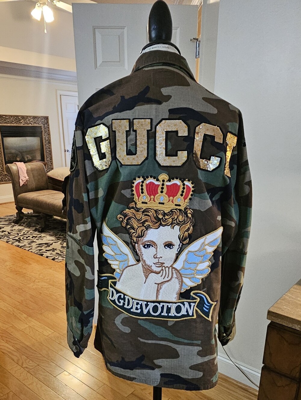 Embellished Army Fatigue Military Jacket-Med-Retail $450-revolve-gucci